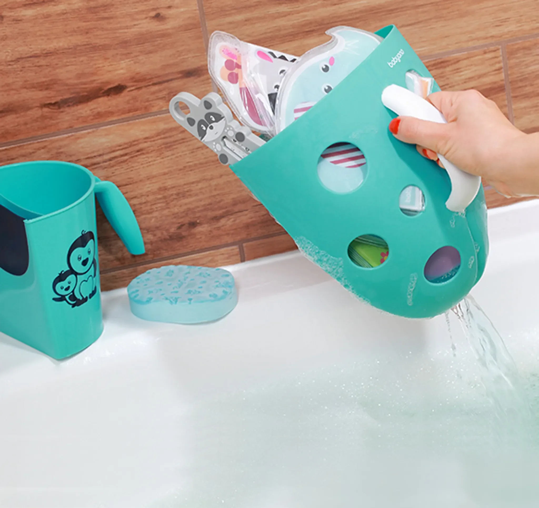 BabyOno Badethermometer – Waschbär, Grau